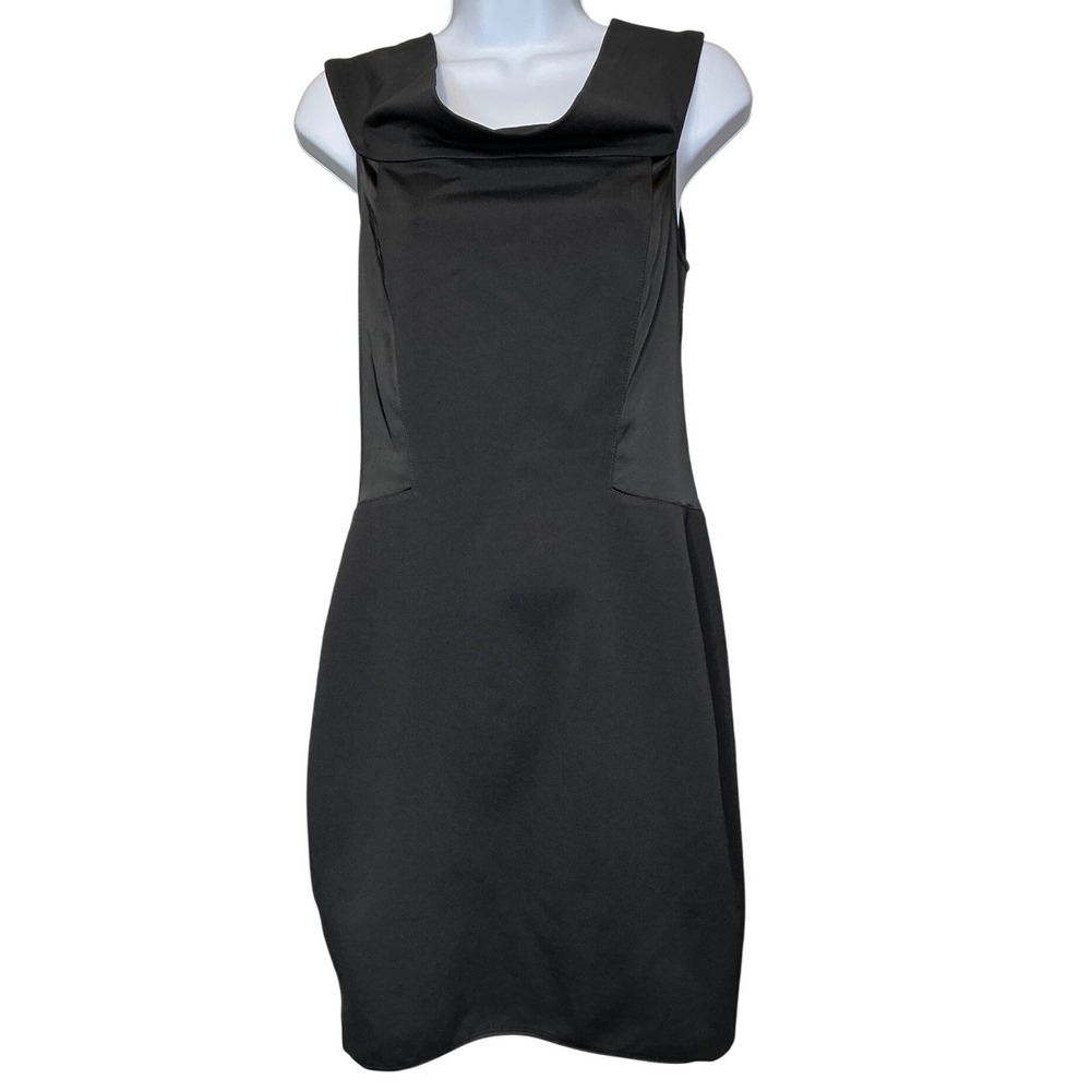Halston Heritage Womens Black Sheath Dress Est Sz 4 Stretchy LBD Going Out Party